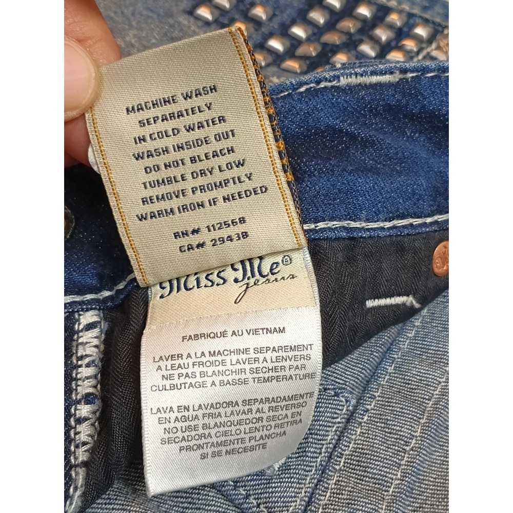 Miss Me Tattered Patriotic Embellished Flag Shorts Crystal Studs 30 Jean Shorts - Picture 12 of 12